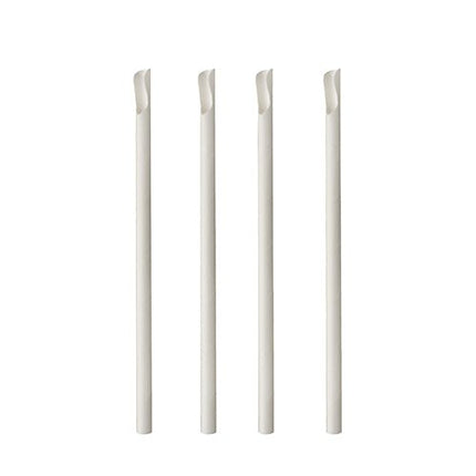 PAPSTAR Trinkhalme mit Löffel, Papier "pure", 20 cm, weiß, Ø 8 mm | Folie (100 Stück)