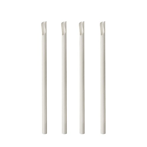 PAPSTAR Trinkhalme mit Löffel, Papier "pure", 20 cm, weiß, Ø 8 mm | Folie (100 Stück)