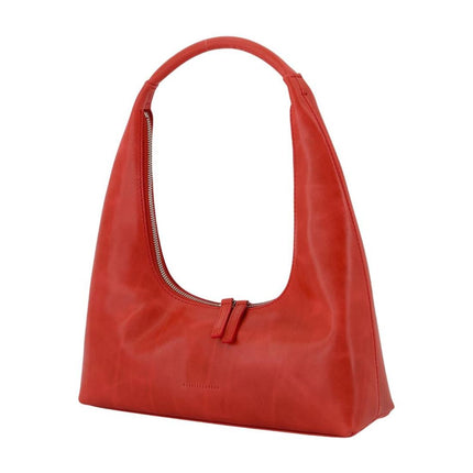 Hobo-Schultertasche - Margesherwood - Leder - Rot