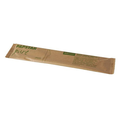 PAPSTAR Holzmesser "pure" 16,5 cm, einzeln verpackt in Papier | Schrumpffolie (50 Stück)