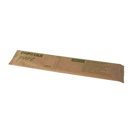 PAPSTAR Gabeln aus Holz "pure", 15,5 cm, einzeln verpackt | Schrumpffolie (50 Stück)