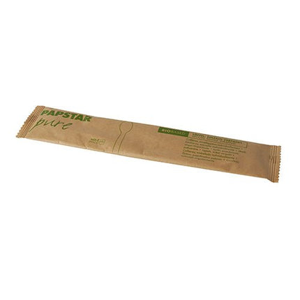 PAPSTAR Holzlöffel "pure" 16 cm, einzeln verpackt in Papierbeutel | Schrumpffolie (50 Stück)