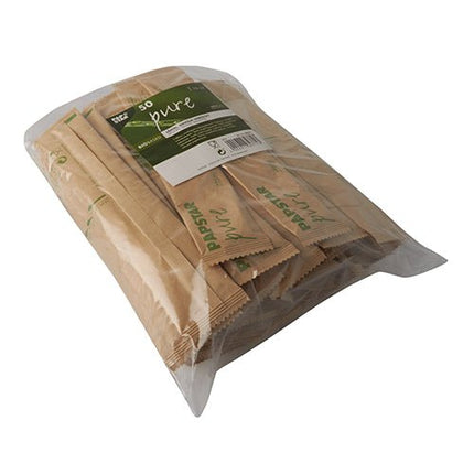 PAPSTAR Holzlöffel "pure" 16 cm, einzeln verpackt in Papierbeutel | Schrumpffolie (50 Stück)