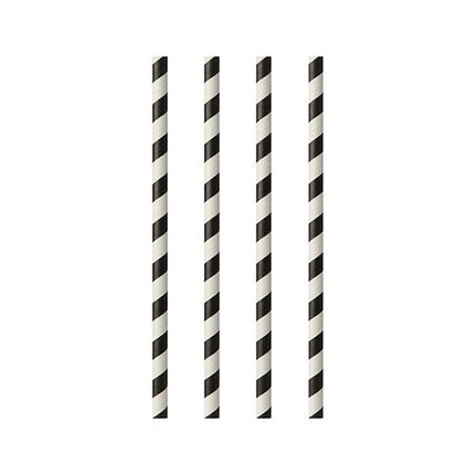 PAPSTAR 25 Trinkhalme, Papier Ø 6 mm · 20 cm schwarz/weiss "Stripes"