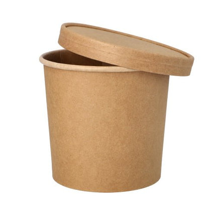 PAPSTAR Suppenbecher aus Pappe, braun, Ø 11,5 cm, 11 cm hoch | Folie (25 Stück)