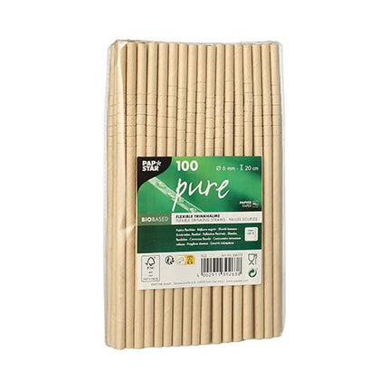 PAPSTAR 100 Trinkhalme Papier "pure", Ø 6 mm · 20 cm