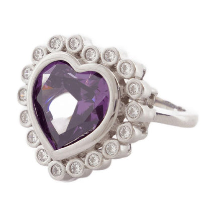 Ring N-Dia Heart 3 aus violett/Silber mit Rhodium beschichtet