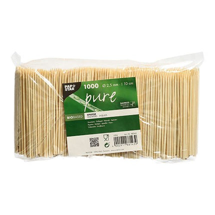 PAPSTAR Fingerfood-Spieße aus Bambus "pure", 10 cm, Ø 2,5 mm | Schrumpffolie (1000 Stück)