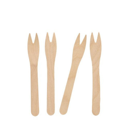 PAPSTAR Snack-Gabeln aus Holz "pure", 12,1 cm, umweltfreundlich | Beutel (25 Stück)