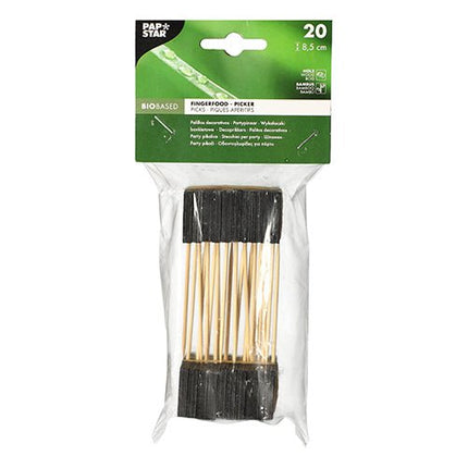 PAPSTAR Fingerfood-Picker 8,5 cm, schwarz, ideal für Buffets | Beutel (20 Stück)