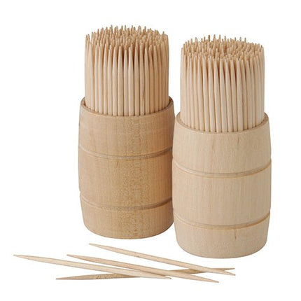 PAPSTAR Zahnstocher aus Holz "pure", rund, 6,8 cm, im Holzspender | Beutel (400 Stück)