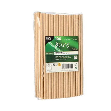 PAPSTAR 100 Trinkhalme, Papier "pure" Ø 6 mm · 20 cm