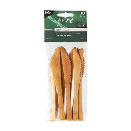 PAPSTAR Bambusmesser "pure" 16 cm, umweltfreundlich und stabil | Beutel (10 Stück)