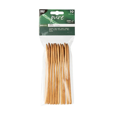 PAPSTAR Bambus Löffel "pure" 16,5 cm, umweltfreundlich und stabil | Beutel (10 Stück)