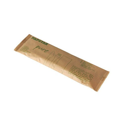PAPSTAR 50 Bestecksets, Holz "pure" mit Serviette in Papierbeutel