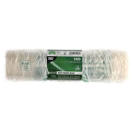PAPSTAR 100 Hemdchen-Tragetaschen, Bio-Folie transparent Knotenbeutel auf Rolle
