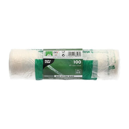 PAPSTAR 100 Hemdchen-Tragetaschen, Bio-Folie transparent Knotenbeutel auf Rolle