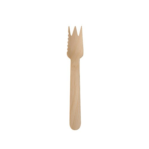 PAPSTAR Kuchen- und Snackgabeln Holz "pure" 14 cm, gezackt | Papptray (100 Stück)