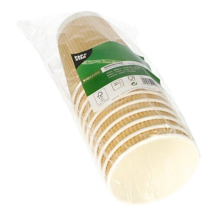PAPSTAR Trinkbecher Pappe, Ø 9 cm, 11 cm hoch, Ripple Wall | Folie (10 Stück)