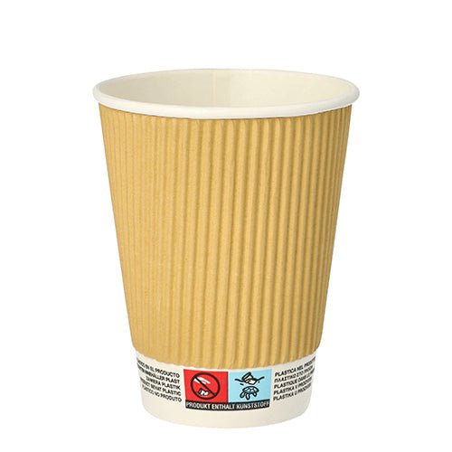 PAPSTAR Trinkbecher Pappe, Ø 9 cm, 11 cm hoch, Ripple Wall | Folie (10 Stück)
