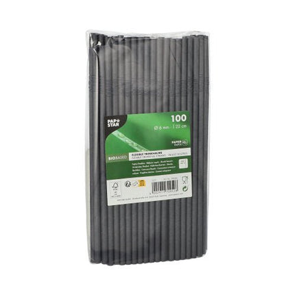 PAPSTAR 100 Trinkhalme, Papier Ø 6 mm