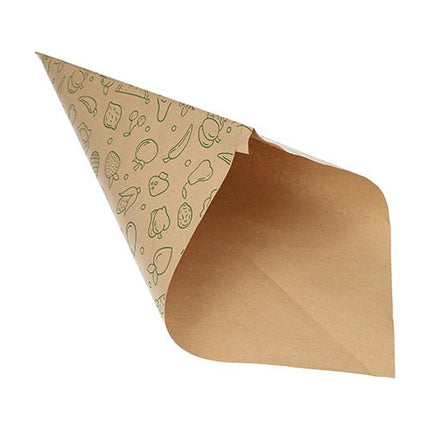 PAPSTAR 1000 Spitztüten, Kraftpapier braun "Fruits & Vegs"