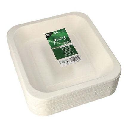 PAPSTAR 50 Siegelschalen, Zuckerrohr 4,2 cm x 24,5 cm x 26,5 cm weiss
