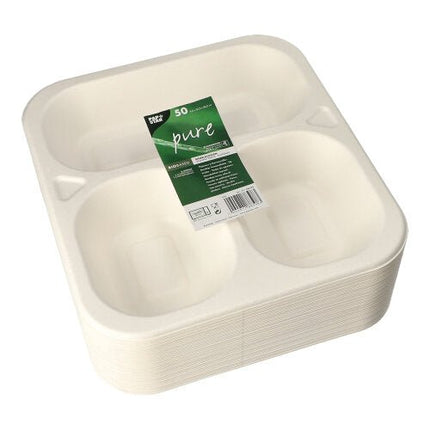 PAPSTAR 50 Siegelschalen, Zuckerrohr 4,2 cm x 24,5 cm x 26,5 cm weiss