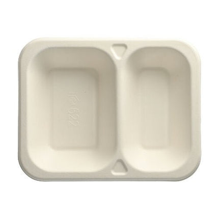 PAPSTAR 100 Siegelschalen, Zuckerrohr 2-geteilt, weiss