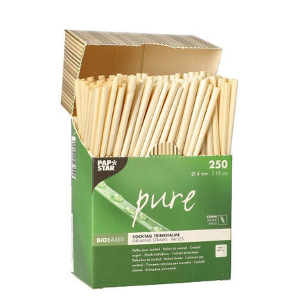 PAPSTAR Cocktail Trinkhalme "pure" Ø 4 mm, 15 cm, umweltfreundlich | Spenderkarton (250 Stück)