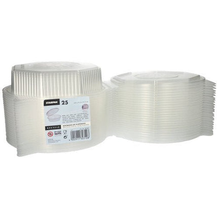 Starpak 25 Menüboxen mit Klappdeckeln, PP transparent 8-eckig - 5,9 cm x 21,5 cm x 21,5 cm