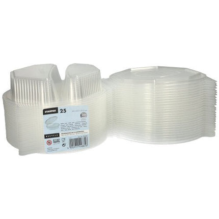 Starpak 25 Menüboxen mit Klappdeckeln, PP transparent 8-eckig - 5,9 cm x 21,5 cm x 21,5 cm