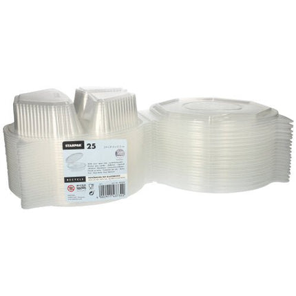 Starpak 25 Menüboxen mit Klappdeckeln, PP transparent 8-eckig - 5,9 cm x 21,5 cm x 21,5 cm