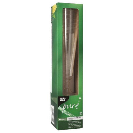 PAPSTAR Sektgläser PLA "pure", glasklar, Ø 5,5 cm, 16,5 cm hoch | Faltschachtel (6 Stück)