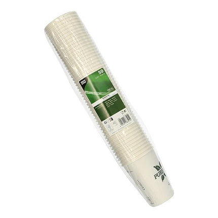 PAPSTAR Trinkbecher Pappe, Ø 8 cm, 10,8 cm hoch, weiß "Pure Joy" | Folie (50 Stück)