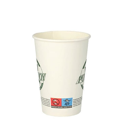 PAPSTAR Trinkbecher Pappe, Ø 8 cm, 10,8 cm hoch, weiß "Pure Joy" | Folie (50 Stück)