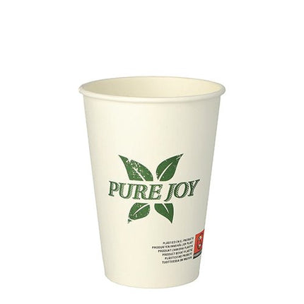 PAPSTAR Trinkbecher Pappe, Ø 8 cm, 10,8 cm hoch, weiß "Pure Joy" | Folie (50 Stück)