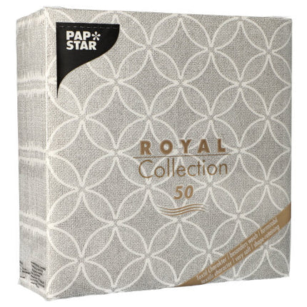 PAPSTAR 50 Servietten "ROYAL Collection" 1/4-Falz 40 x 40 cm grau