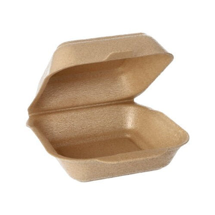 Starpak 125 Hamburger-Boxen groß mit Klappdeckel, XPP 7 cm x 15 cm x 15 cm beige | Folie (125 Stück)