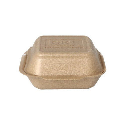 Starpak 125 Hamburger-Boxen groß mit Klappdeckel, XPP 7 cm x 15 cm x 15 cm beige | Folie (125 Stück)