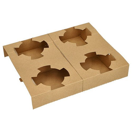 PAPSTAR Tragetabletts "pure" braun, für 4 Suppenbecher, 3,6x19,8x24,1 cm | Folie (25 Stück)