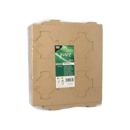 PAPSTAR Tragetabletts "pure" braun, für 4 Suppenbecher, 3,6x19,8x24,1 cm | Folie (25 Stück)