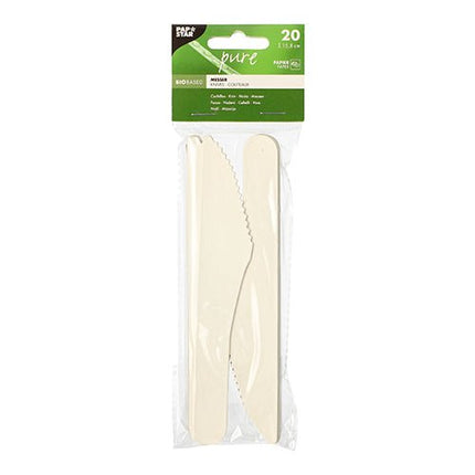 PAPSTAR Messer aus Papier "pure", 15,8 cm, weiß, umweltfreundlich | Beutel (20 Stück)