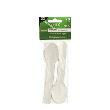 PAPSTAR Kaffeelöffel "pure" 13 cm, weiß, umweltfreundlich | Beutel (20 Stück)