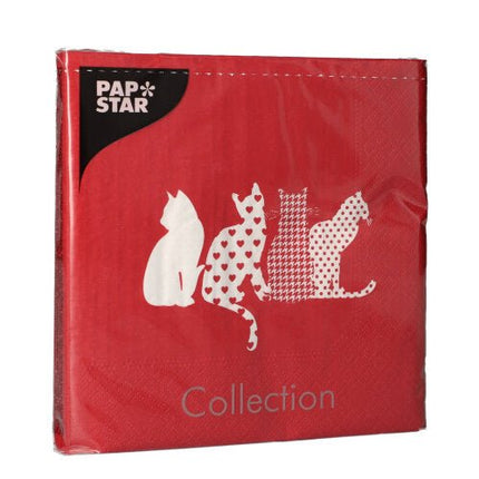 PAPSTAR 20 Servietten, 33 cm x 33 cm 3-lagig 1/4-Falz rot