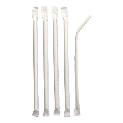 PAPSTAR Trinkhalme flexibel, Papier "pure", 6 mm, 20 cm, weiß | Folie (100 Stück)
