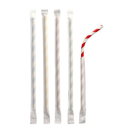 PAPSTAR 100 Trinkhalme, flexibel, Papier Ø 6 mm · 20 cm, einzeln gehüllt