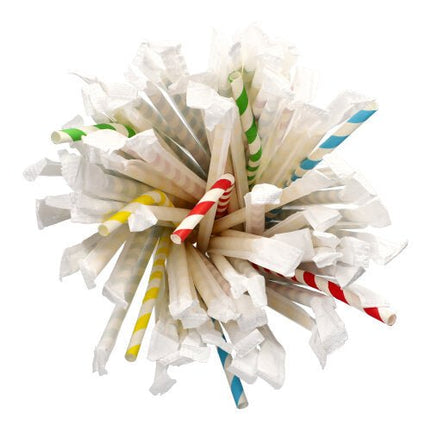 PAPSTAR 100 Trinkhalme, flexibel, Papier Ø 6 mm · 20 cm, einzeln gehüllt