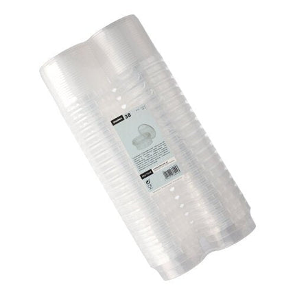 Starpak 38 Feinkostbecher, PP rund 180 ml Ø 9,5 cm · 4,5 cm transparent mit Originalitätsverschluss | Schrumpffolie (38 Stück)