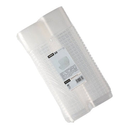 Starpak 50 Feinkostbecher, PP transparent mit Originalitätsverschluss eckig
